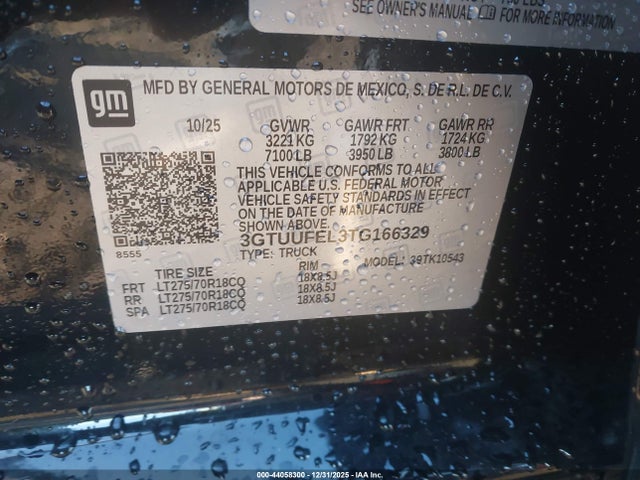 44058300 :رقم المزاد ، 3GTUUFEL3TG166329 vin ، 2026 Gmc Sierra 1500 , Short Bed, At4x, 4wd مزاد بيع