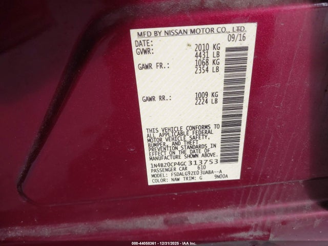 1N4BZ0CP4GC313753 Nissan Leaf Sl