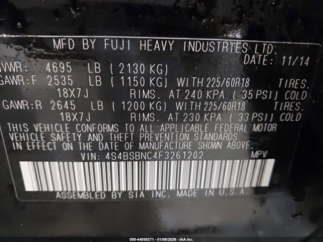 2015 SUBARU OUTBACK 4S4BSBNC4F3261202 Photo 8