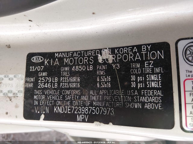 2008 KIA SPORTAGE KNDJE723987507973 Photo 8
