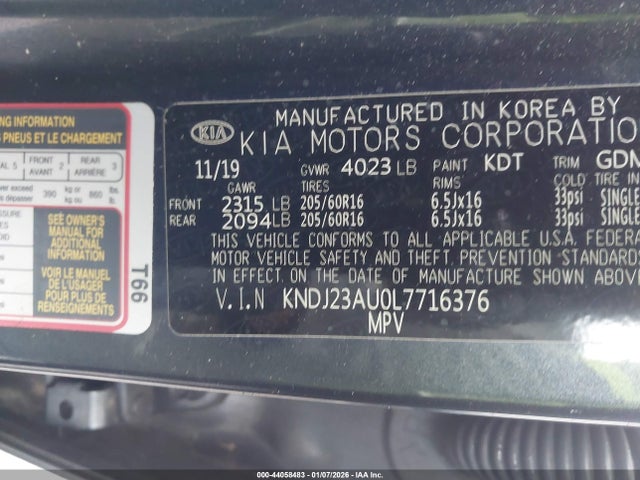 Aukcja sprzedaży 2020 Kia Soul Lx, vin: KNDJ23AU0L7716376, numer aukcji: 44058483