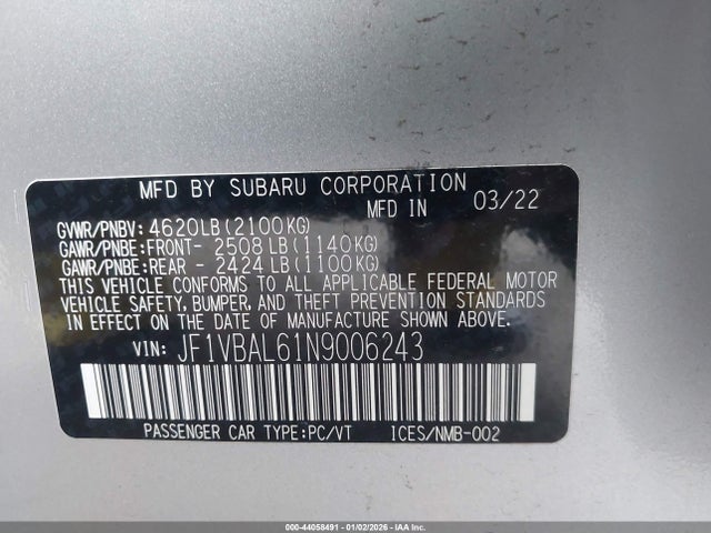 JF1VBAL61N9006243 Subaru Wrx Limited