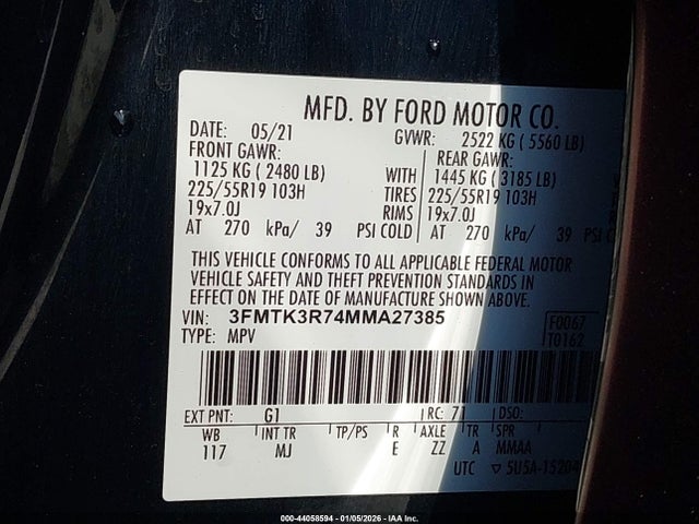 3FMTK3R74MMA27385 Ford Mustang Mach-e Premium