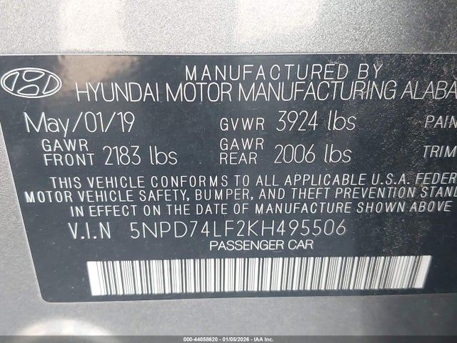 Hyundai ELANTRA SE 2019 5NPD74LF2KH495506 Image 9