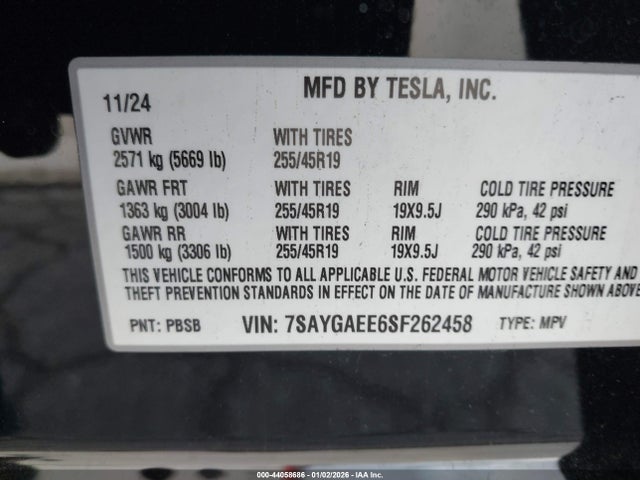 2025 TESLA MODEL Y 7SAYGAEE6SF262458 Photo 8