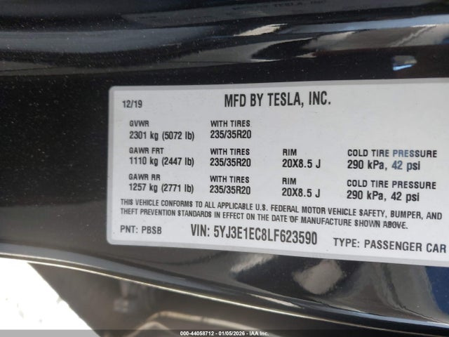 2020 TESLA MODEL 3 5YJ3E1EC8LF623590 Photo 8