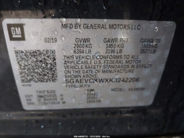5GAEVCKWXKJ242206 Buick Enclave Awd Avenir