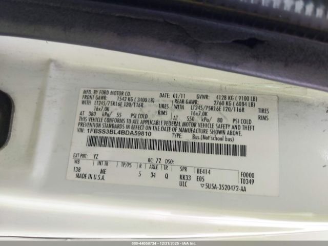 2011 FORD E-350 SUPER DUTY 1FBSS3BL4BDA59810 Photo 8