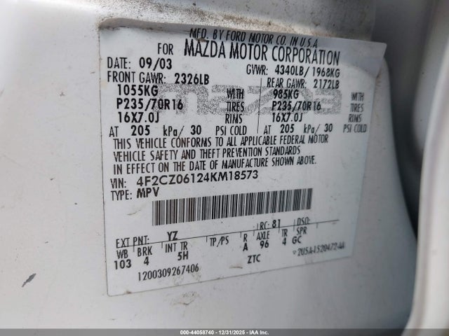 Aukcja sprzedaży 2004 Mazda Tribute Es V6, vin: 4F2CZ06124KM18573, numer aukcji: 44058740