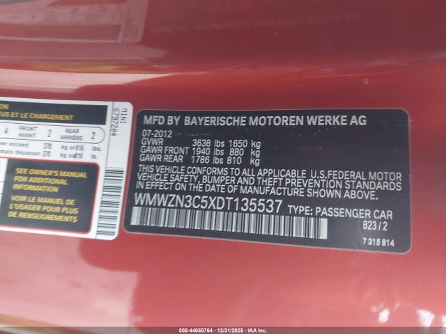 2013 MINI CONVERTIBLE WMWZN3C5XDT135537 Photo 8