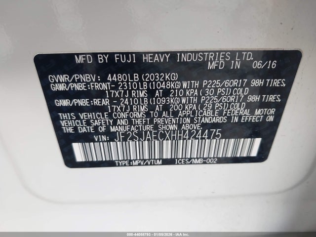 Subaru Forester 2.5i Premium 2017 JF2SJAECXHH424475 Image 9