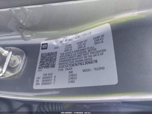 1GCGTDEN7N1306678 Chevrolet Colorado 4wd Short Box Z71