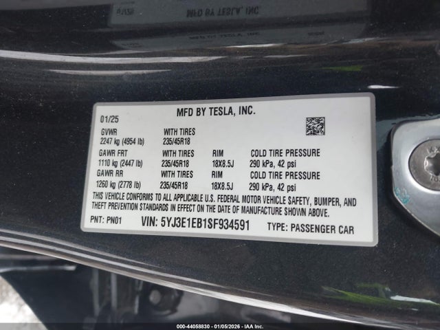 2025 TESLA MODEL 3 5YJ3E1EB1SF934591 Photo 8