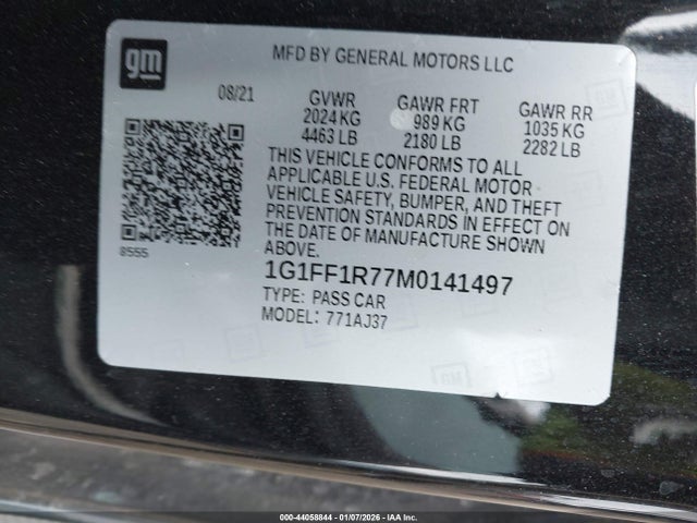 Chevrolet Camaro Rwd Lt1 2021 1G1FF1R77M0141497 Image 9