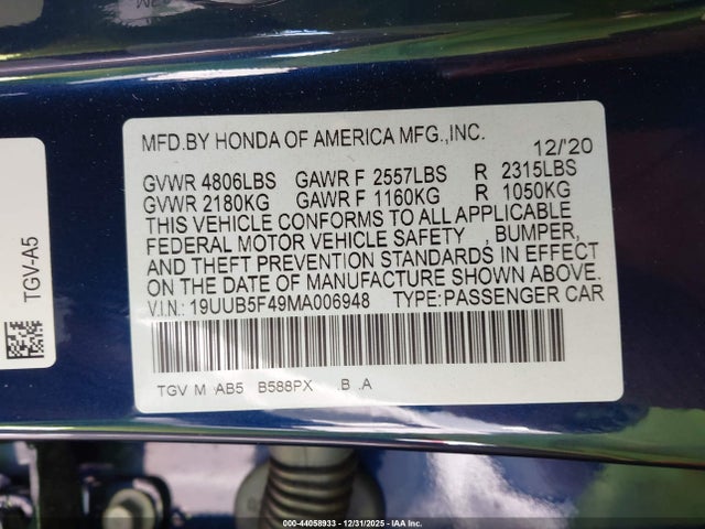 Acura Tlx Technology Package 2021 19UUB5F49MA006948 Image 9