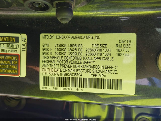 2019 HONDA CR-V 5J6RW1H89KA035794 Photo 8