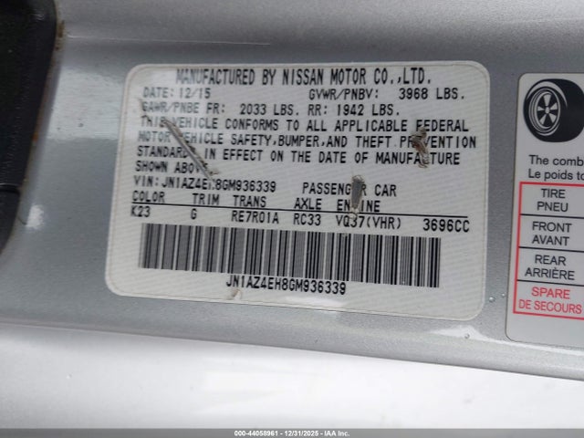 JN1AZ4EH8GM936339 Nissan 370z Sport