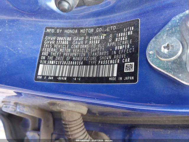 2018 HONDA CIVIC JHMFC1F30JX000354 Photo 8