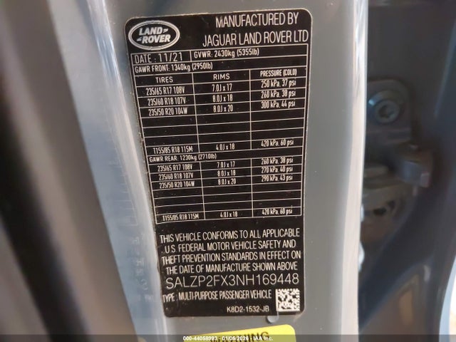2022 LAND ROVER RANGE ROVER EVOQUE SALZP2FX3NH169448 Photo 8