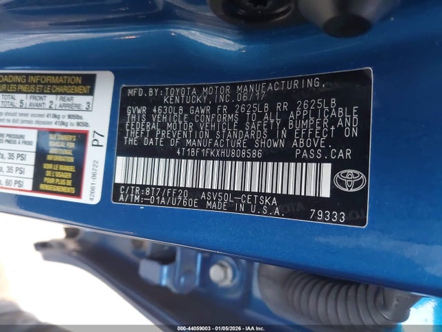 Toyota CAMRY SE 2017 4T1BF1FKXHU808586 Image 9
