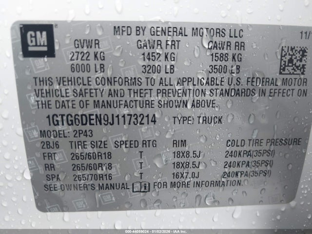 1GTG6DEN9J1173214 GMC CANYON SLT