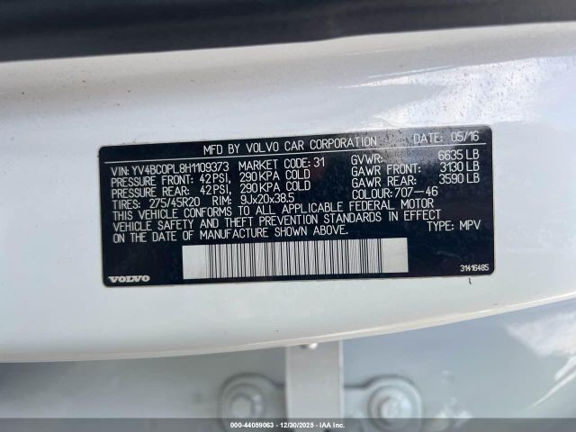2017 VOLVO XC90 HYBRID YV4BC0PL8H1109373 Photo 8