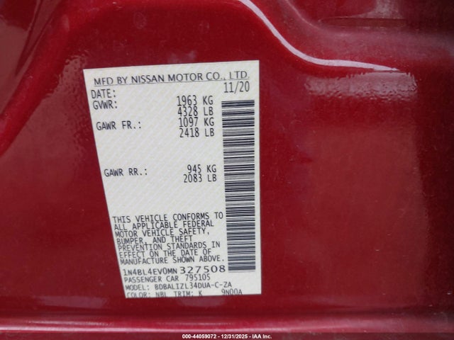 1N4BL4EV0MN327508 Nissan Altima Sl Fwd