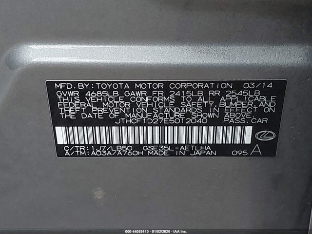 Lexus IS 250 2014 JTHCF1D27E5012040 Image 9