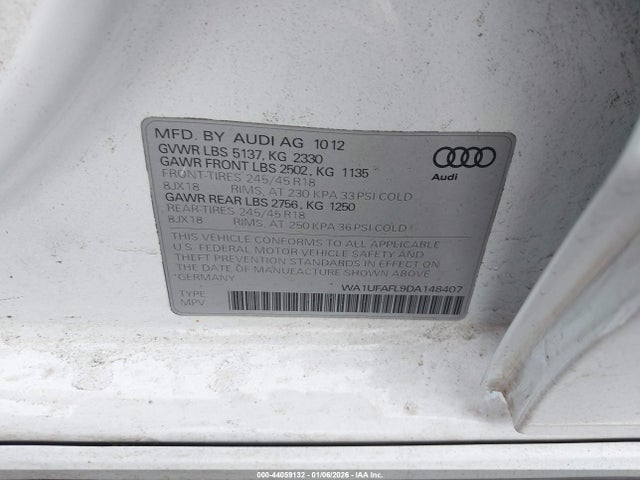 2013 Audi Allroad 2.0t Premium Plus მანქანა იყიდება აუქციონზე, vin: WA1UFAFL9DA148407, აუქციონის ნომერი: 44059132