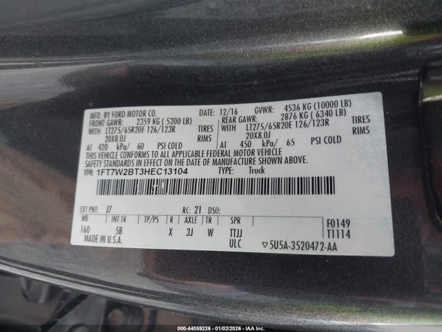 Ford F-250 Lariat 2017 1FT7W2BT3HEC13104 Image 9