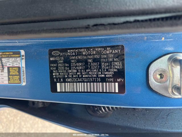 2016 HYUNDAI TUCSON KM8J3CA47GU197116 Photo 8