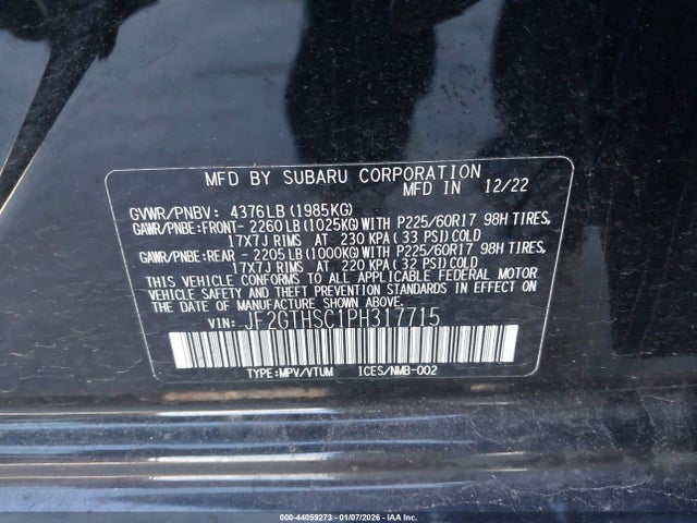Subaru Crosstrek Sport 2023 JF2GTHSC1PH317715 Image 9