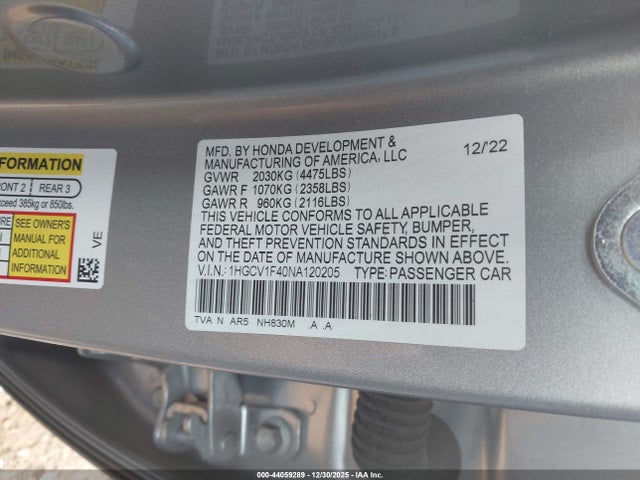 1HGCV1F40NA120205 Honda Accord Sport Special Edition