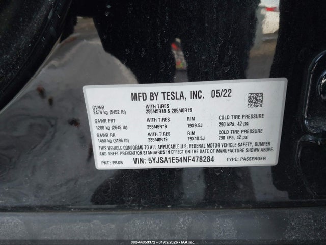 2022 TESLA MODEL S 5YJSA1E54NF478284 Photo 8