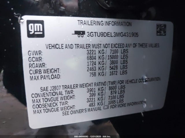 2021 GMC SIERRA 1500 3GTU9DEL3MG431905 Photo 8