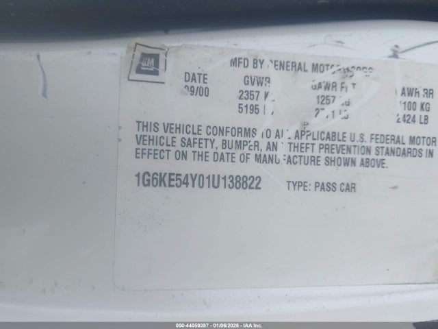 2001 CADILLAC DEVILLE 1G6KE54Y01U138822 Photo 8