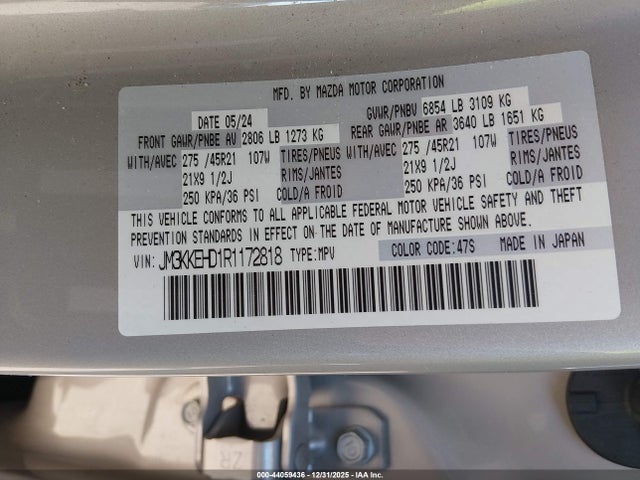 Aukcja sprzedaży 2024 Mazda Cx-90 3.3 Turbo Premium Plus, vin: JM3KKEHD1R1172818, numer aukcji: 44059436