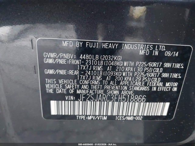 Subaru Forester 2.5i Limited 2015 JF2SJARC3FH518866 Image 9