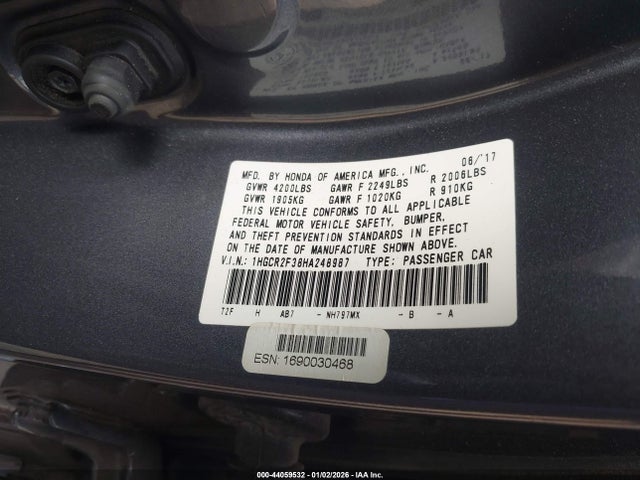 1HGCR2F38HA248987 Honda ACCORD LX