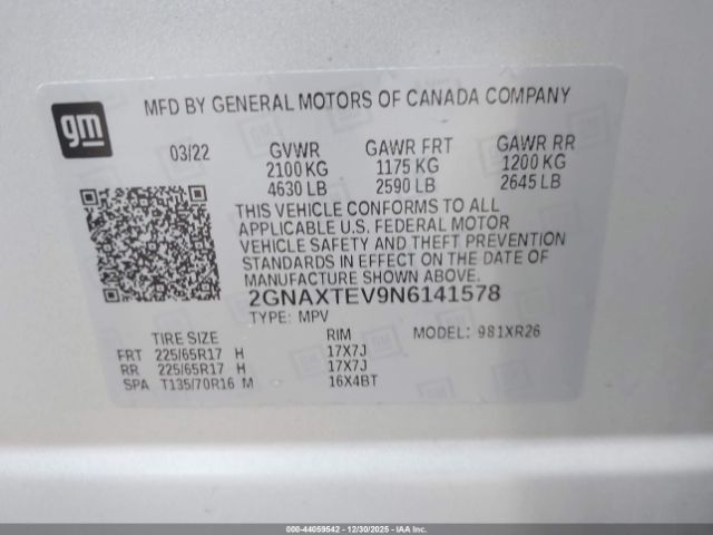 2022 CHEVROLET EQUINOX 2GNAXTEV9N6141578 Photo 8
