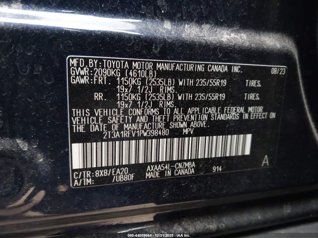 44059564 :رقم المزاد ، 2T3A1RFV1PW398480 vin ، 2023 Toyota Rav4 Xle Premium مزاد بيع