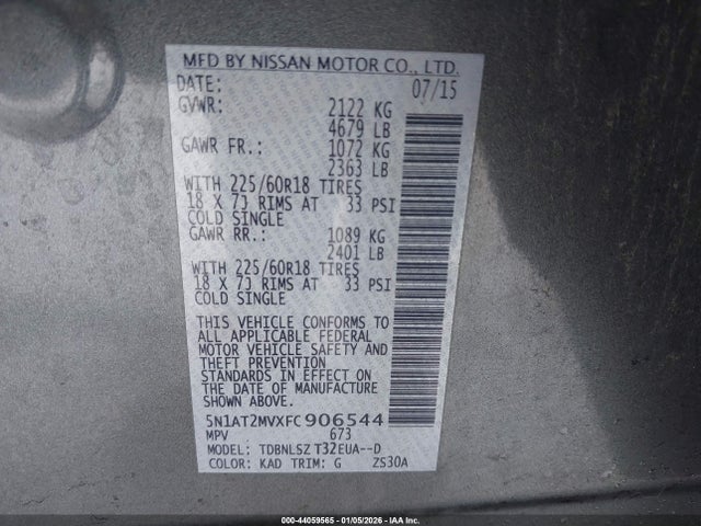 Nissan Rogue Sl 2015 5N1AT2MVXFC906544 Image 9