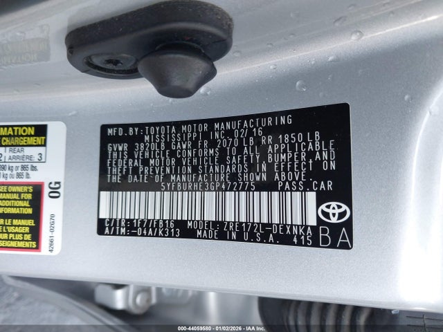 2016 TOYOTA COROLLA 5YFBURHE3GP472775 Photo 8