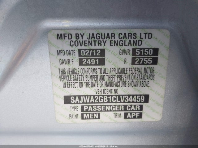 2012 JAGUAR XJ SAJWA2GB1CLV34459 Photo 8