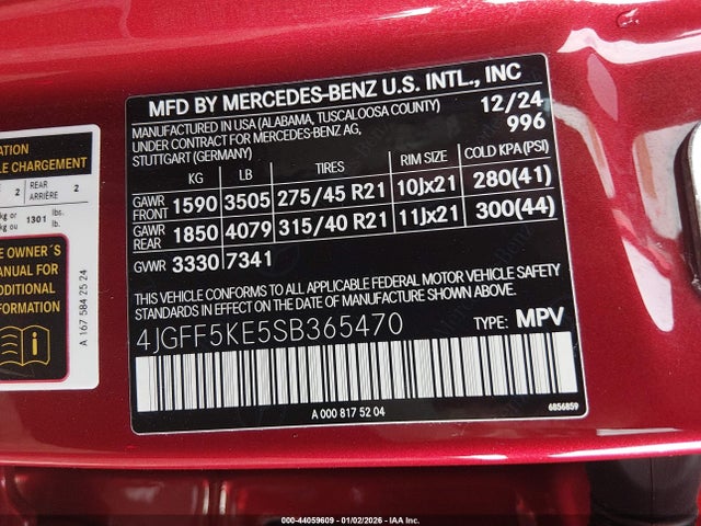 4JGFF5KE5SB365470 Mercedes-Benz Gls 450 4matic