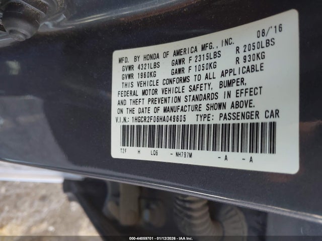 1HGCR2F06HA049605 Honda ACCORD EX