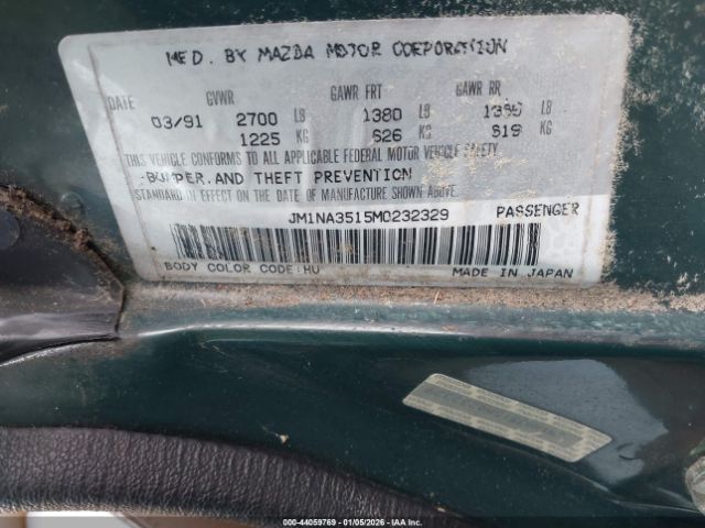 1991 MAZDA MX-5 MIATA JM1NA3515M0232329 Photo 8