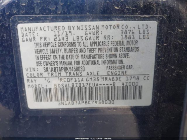 2019 NISSAN SENTRA 3N1AB7AP8KY458030 Photo 8