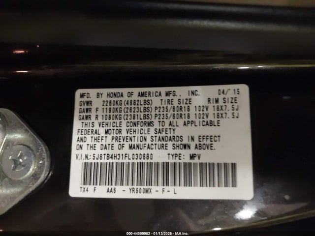 Aukcja sprzedaży 2015 Acura Rdx, vin: 5J8TB4H31FL030680, numer aukcji: 44059952