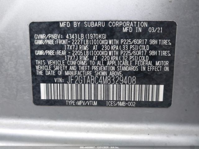 2021 SUBARU CROSSTREK JF2GTABC4M8329408 Photo 8